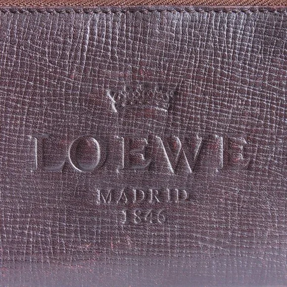 LOEWE Madrid Zippy Wallet Brown Textured Epi Leather Luxury Vintage Rare